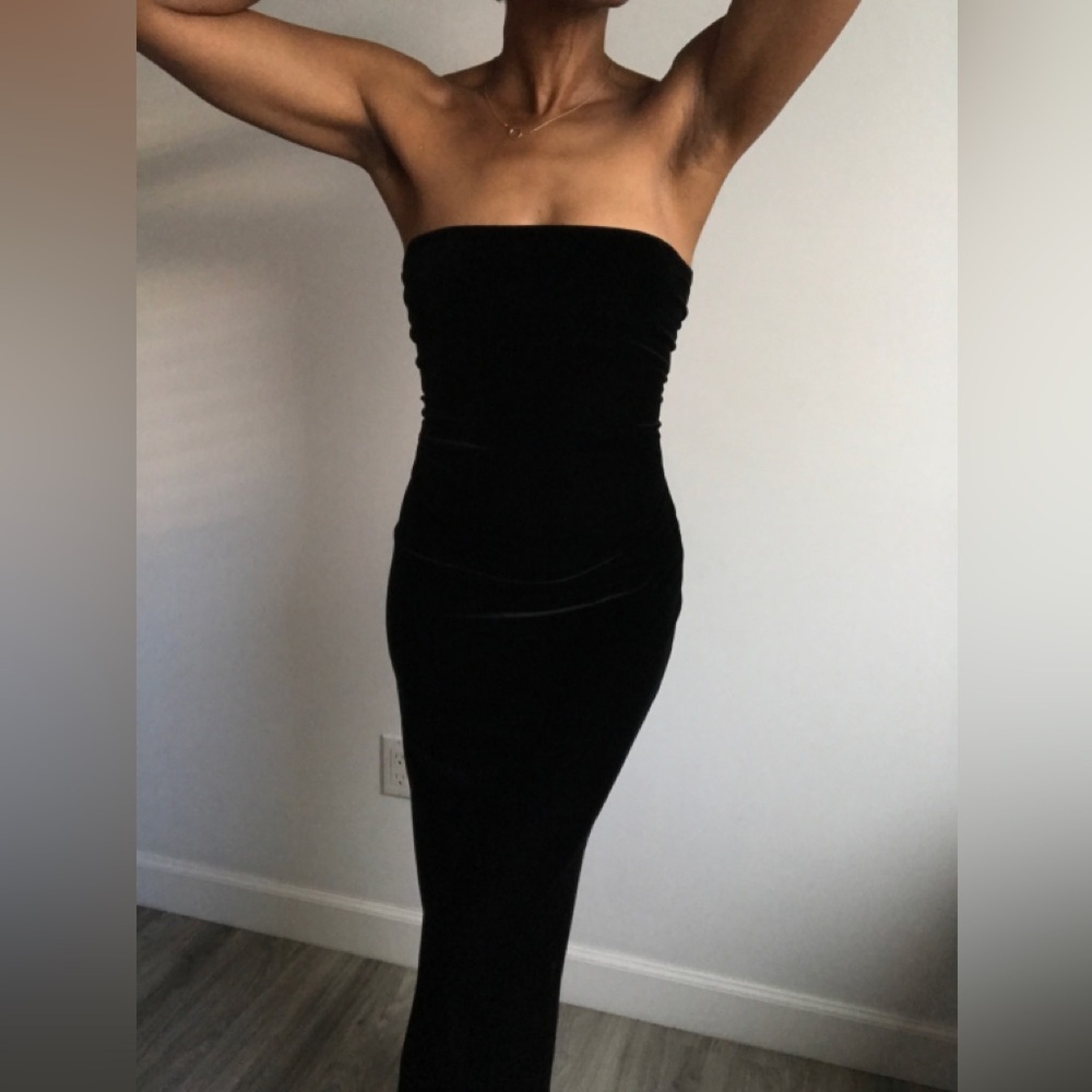 VTG CHARLOTTE RUSSE WOMENS DRESS BLACK VELVET STRETCH XS - Picture 2 of 11